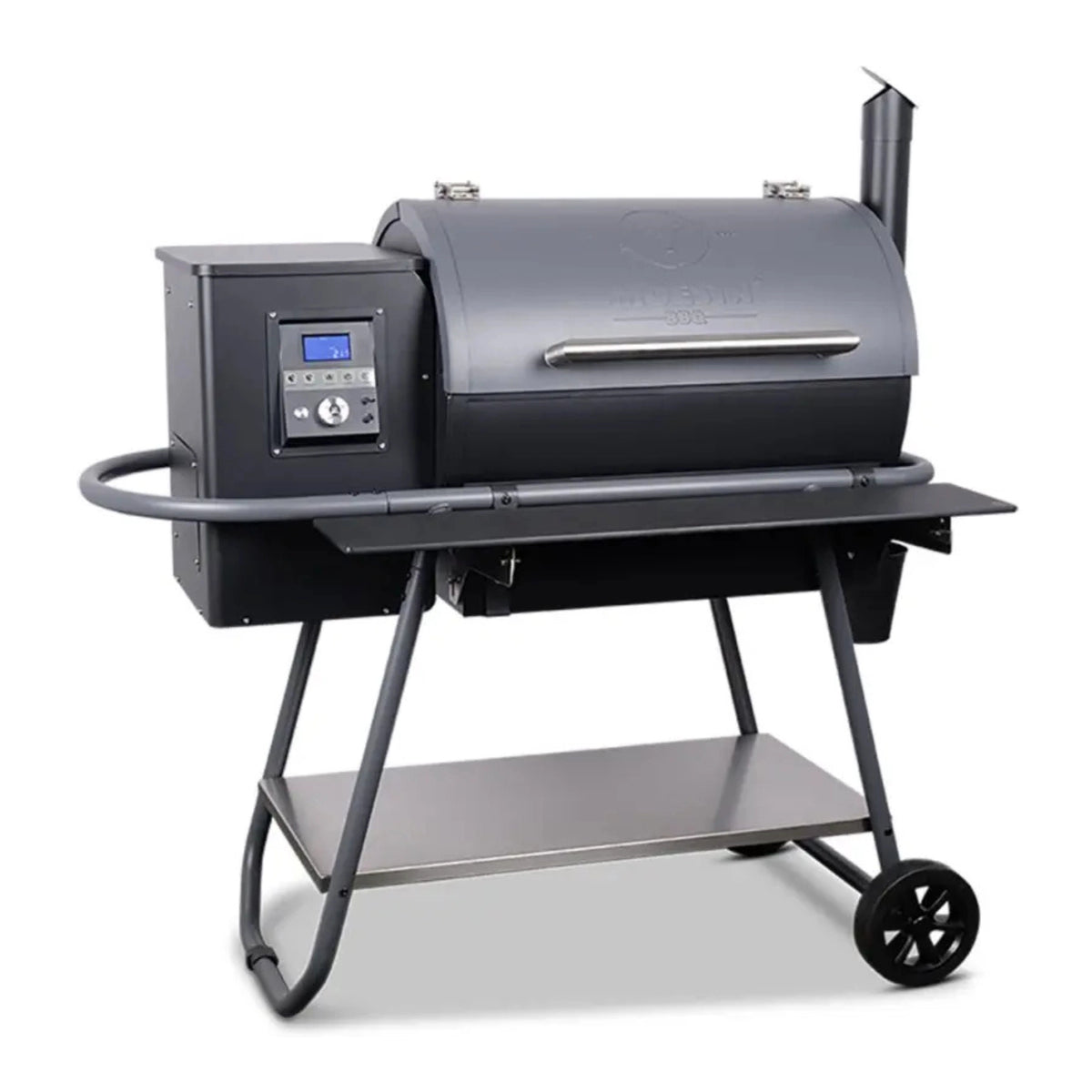 Moesta Sheriff Pelletgrill, inkl. Ablagebrett PaperPlank schwarz & Halterungen, 66 x 44 cm Grillfläche