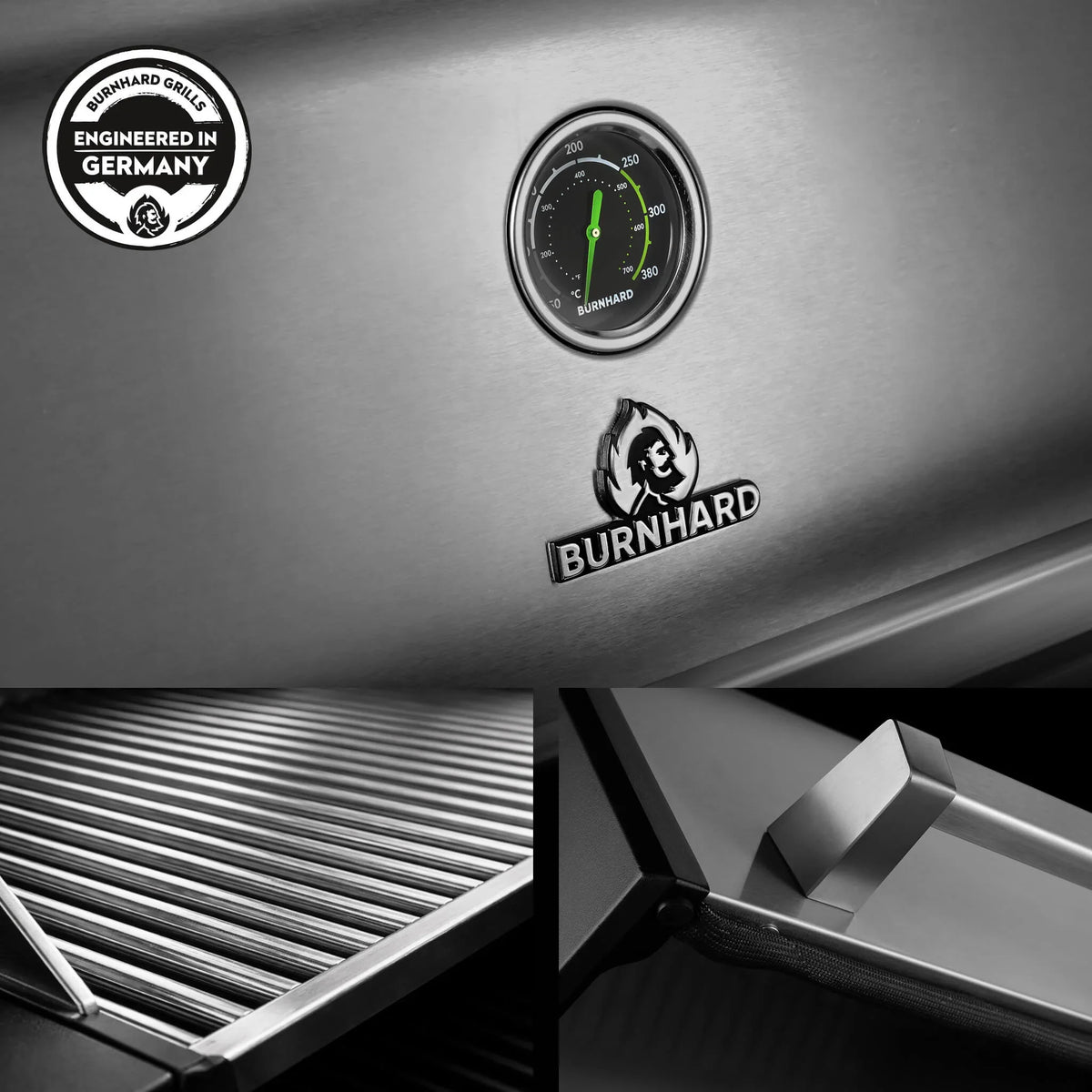 Burnhard FRED Deluxe Gasgrill 3-Brenner Edelstahl mit Edelstahlrost Series 4