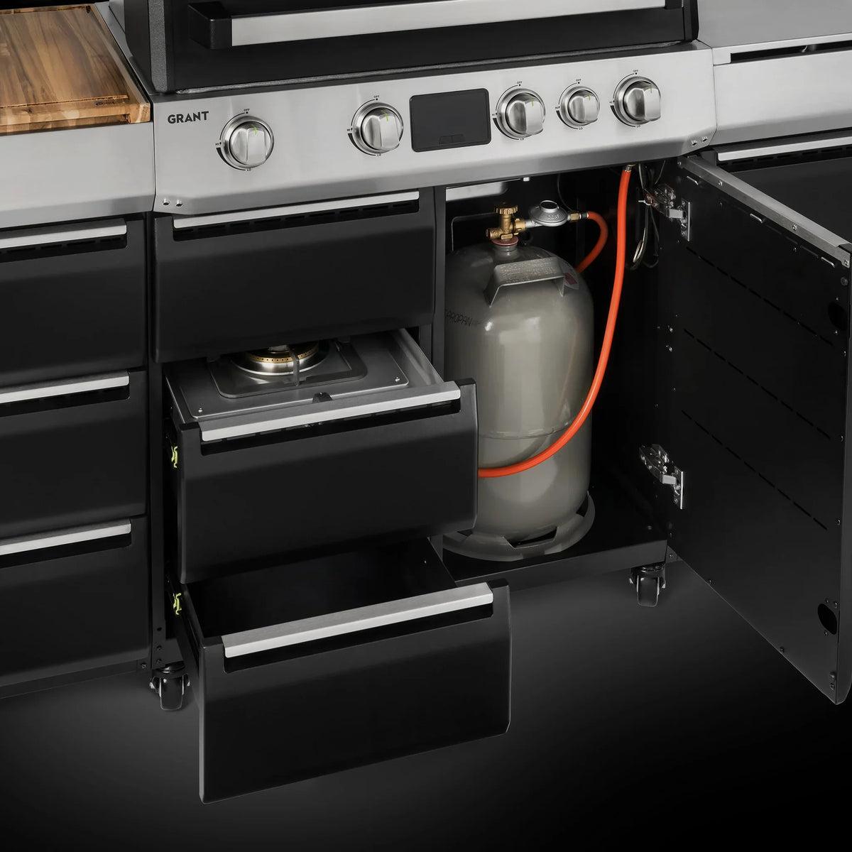 Burnhard GRANT Station - Modularer Gasgrill 4-Brenner mit Schubladen und Gusseisenrost