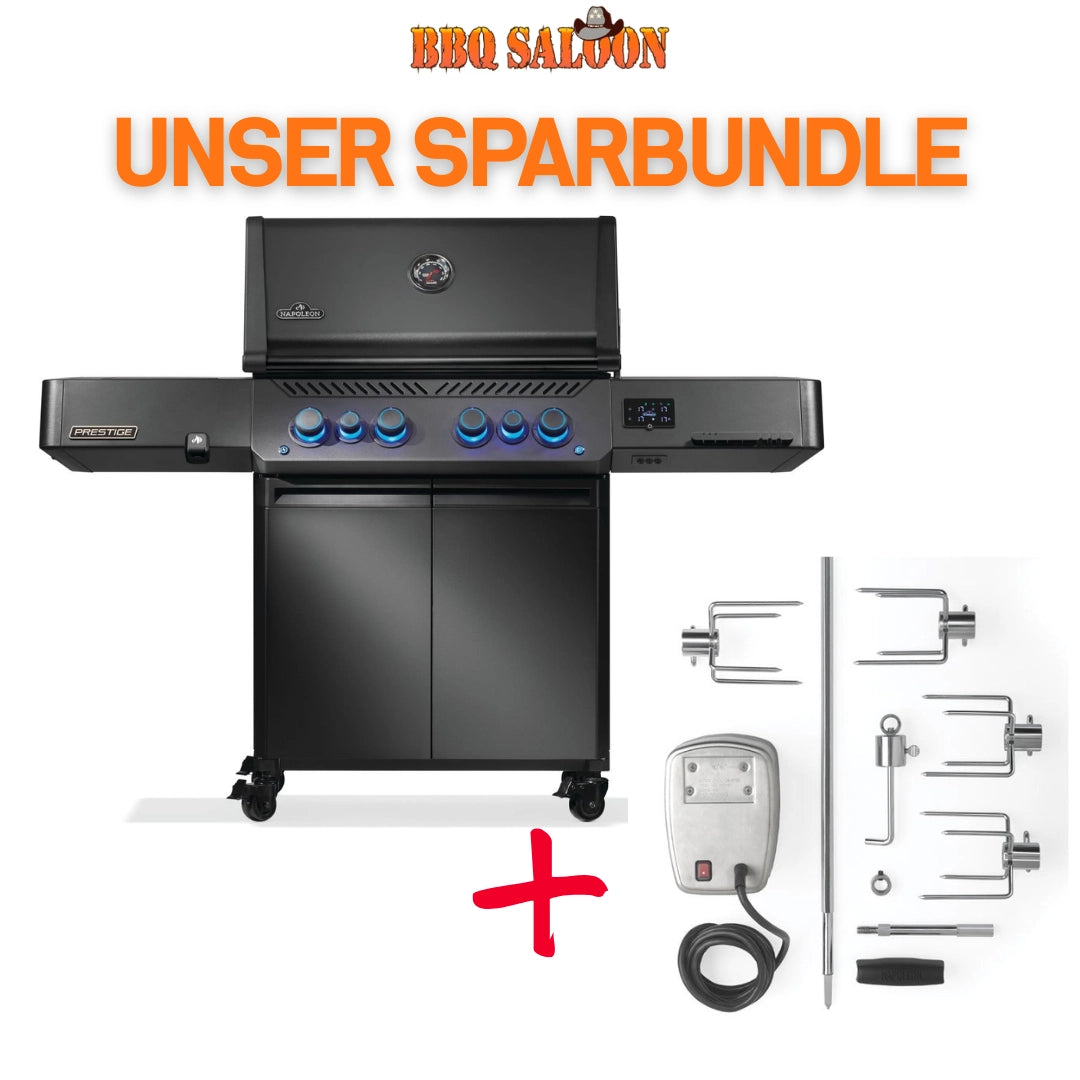 Napoleon Phantom Prestige 500, Connected, Edelstahlguss Roste, Mattschwarz, neustes Modell inkl. Rotisserie