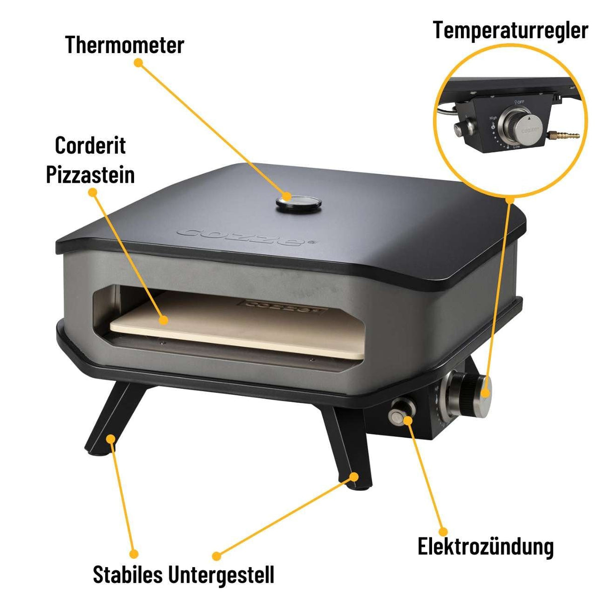 COZZE Pizzaofen 13", inkl. Thermometer, 400°C, 5 kW Leistung, 2 Minuten zur fertigen Pizza, leichter Transport - Grillstar.deCOZZE Pizzaofen 13", inkl. Thermometer, 400°C, 5 kW Leistung, 2 Minuten zur fertigen Pizza, leichter TransportCOZZEGrillstar.deco_903495708614903490
