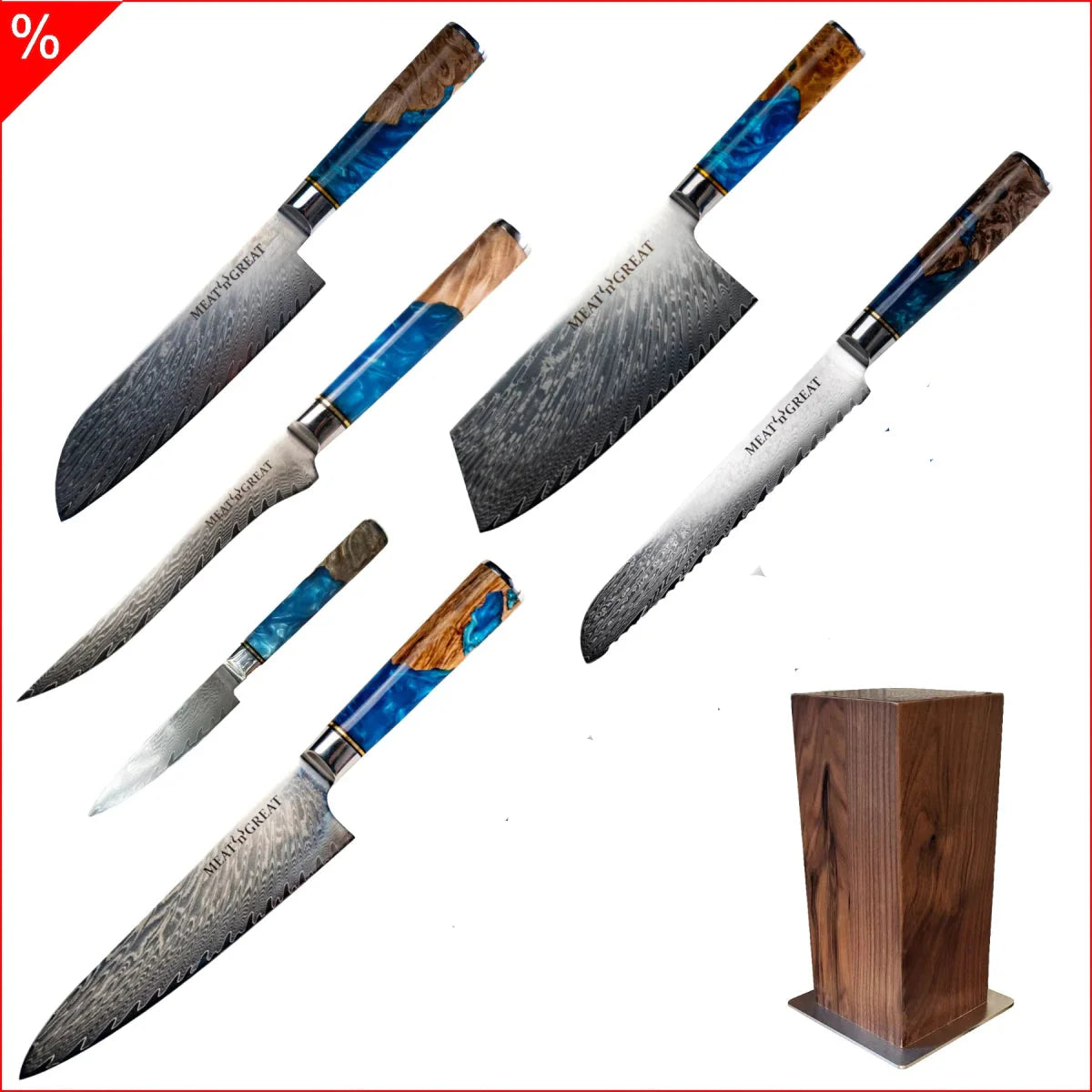 Meat 'n' Great "Aquarell" Messerset 7 - teilig mit Messerblock - BABOSSAMeat 'n' Great "Aquarell" Messerset 7 - teilig mit MesserblockMeat 'n' GreatBABOSSA