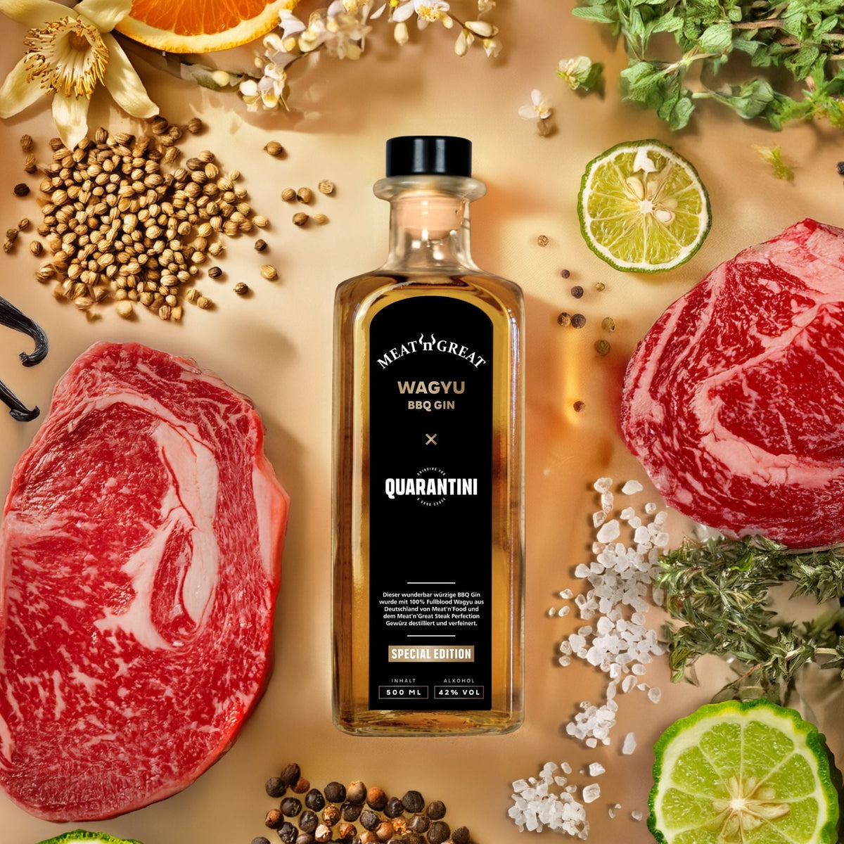 Quarantini × Meat'n'Great Wagyu BBQ Gin (nur 111 Packages) - Grillstar.deQuarantini × Meat'n'Great Wagyu BBQ Gin (nur 111 Packages)AlkoholBABOSSAGrillstar.de