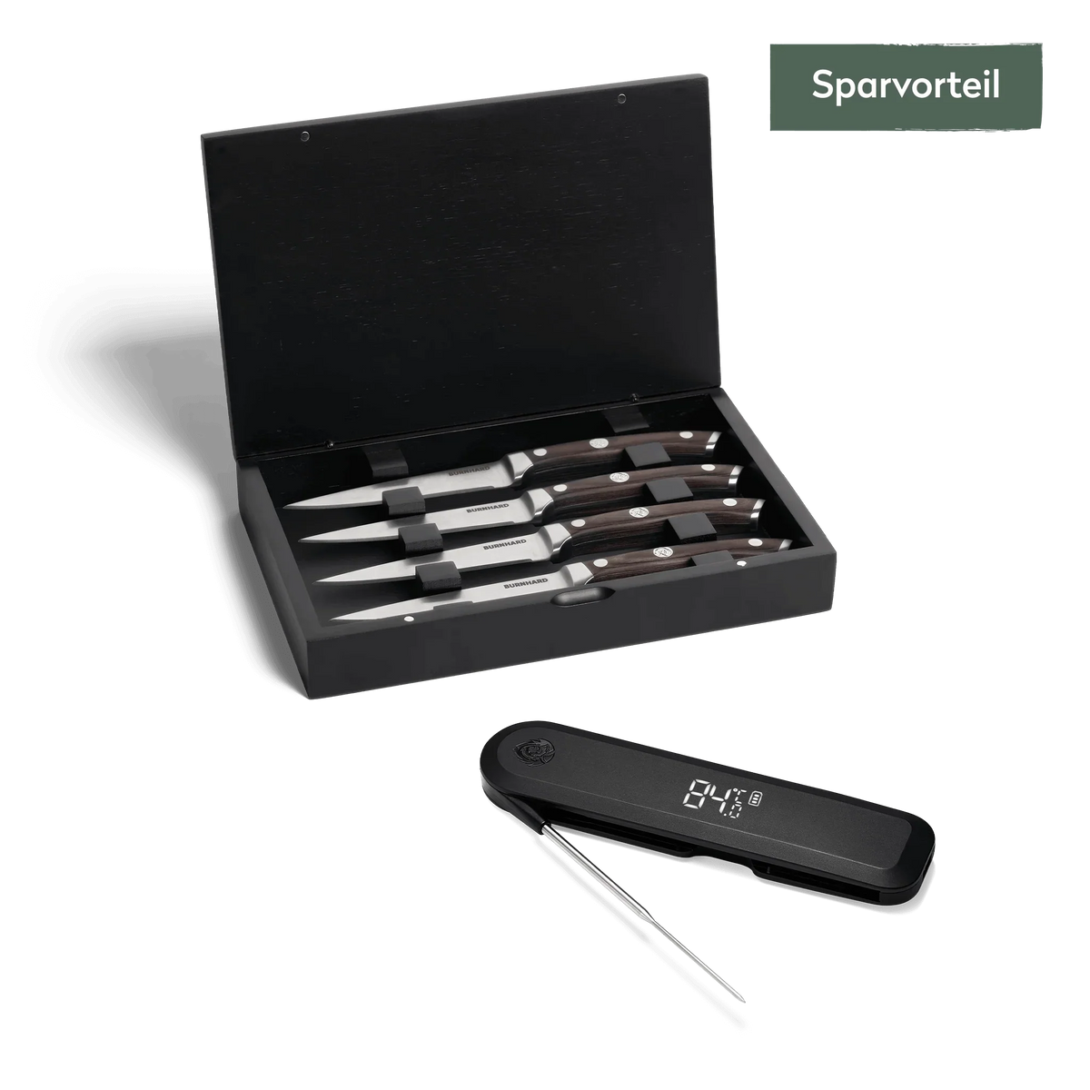 Burnhard Steakmesser-Set 4-tlg. & Einstich-Thermometer, klappbar