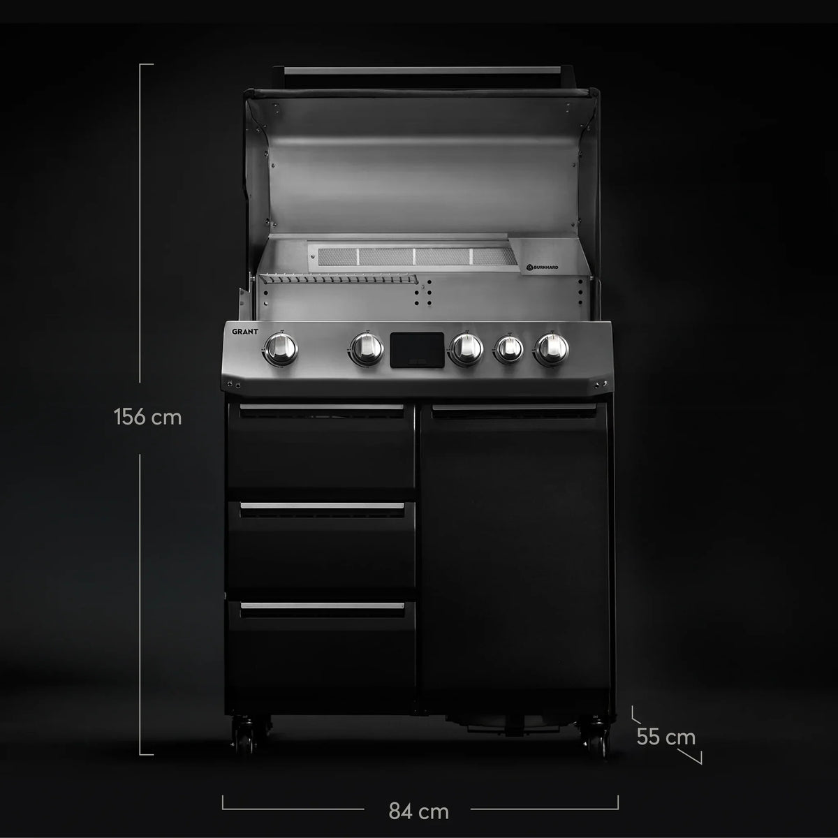Burnhard GRANT Base - Modularer Gasgrill 4-Brenner mit Türen und Edelstahlrost
