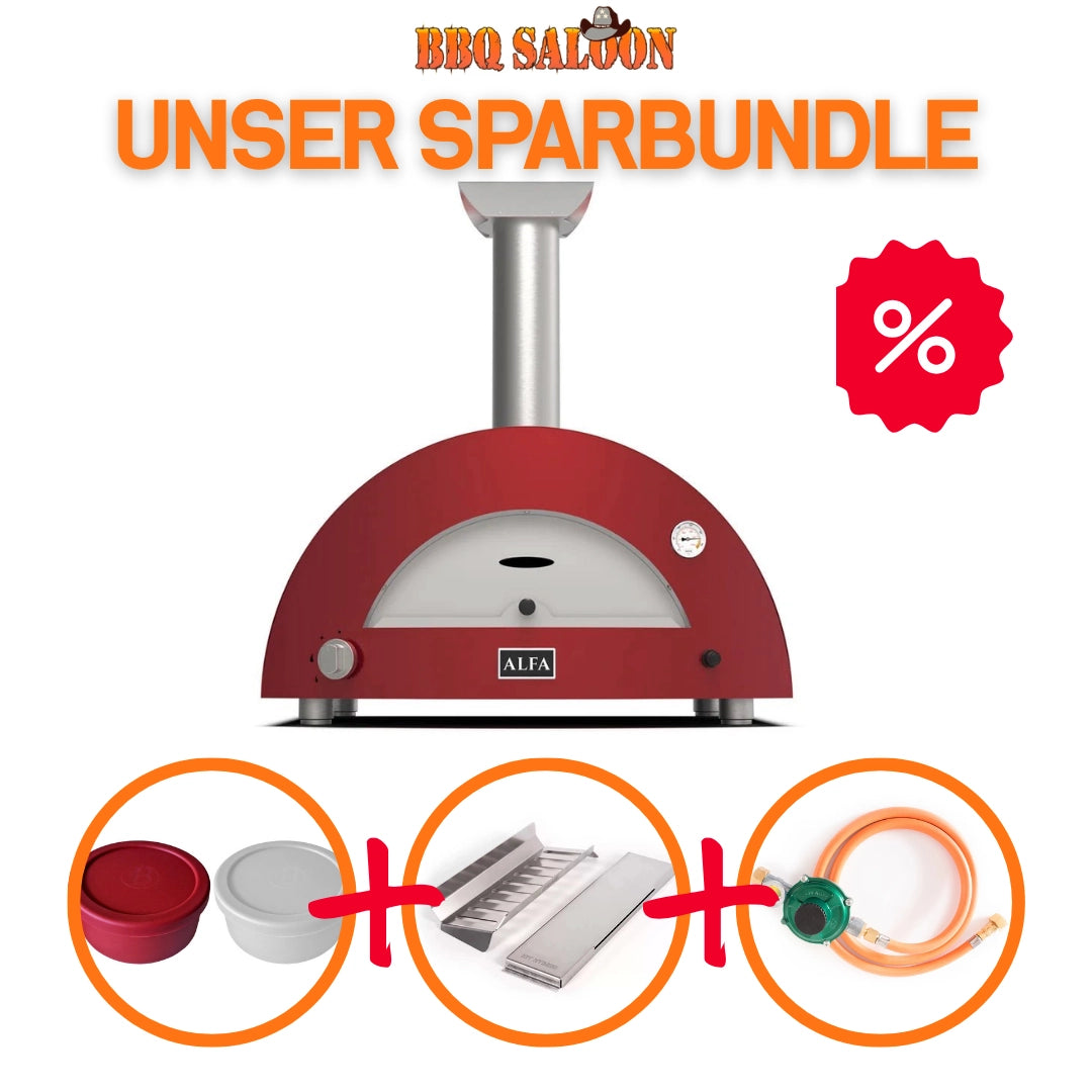 Alfa Forni Moderno 2 Pizze, Gas/Hybrid, Rot SPARBUNDLE