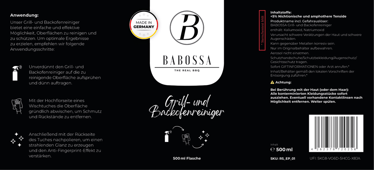 Babossa Grill - und Backofenreiniger - Grillstar.deBabossa Grill - und BackofenreinigerReinigerBabossaGrillstar.deGBR_RS_014262378720256