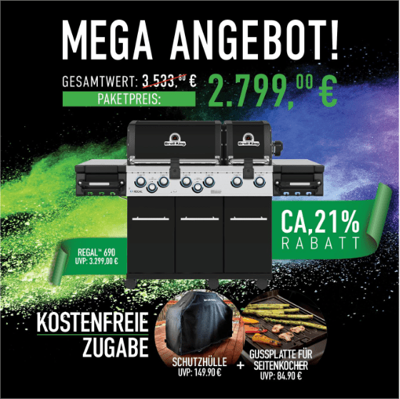 Broil King Regal 690 Bundle inkl. Abdeckhaube & Gussplatte