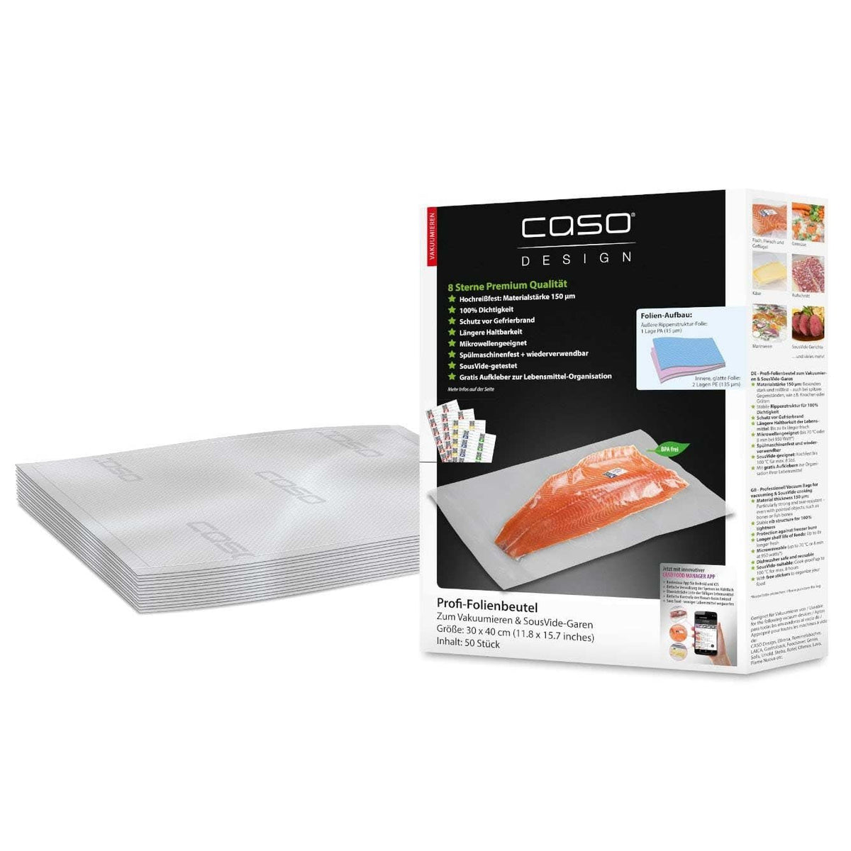 CASO Folienbeutel, 30x40cm 50Stk. - Grillstar.deCASO Folienbeutel, 30x40cm 50Stk.CASOGrillstar.decg12204038437012200