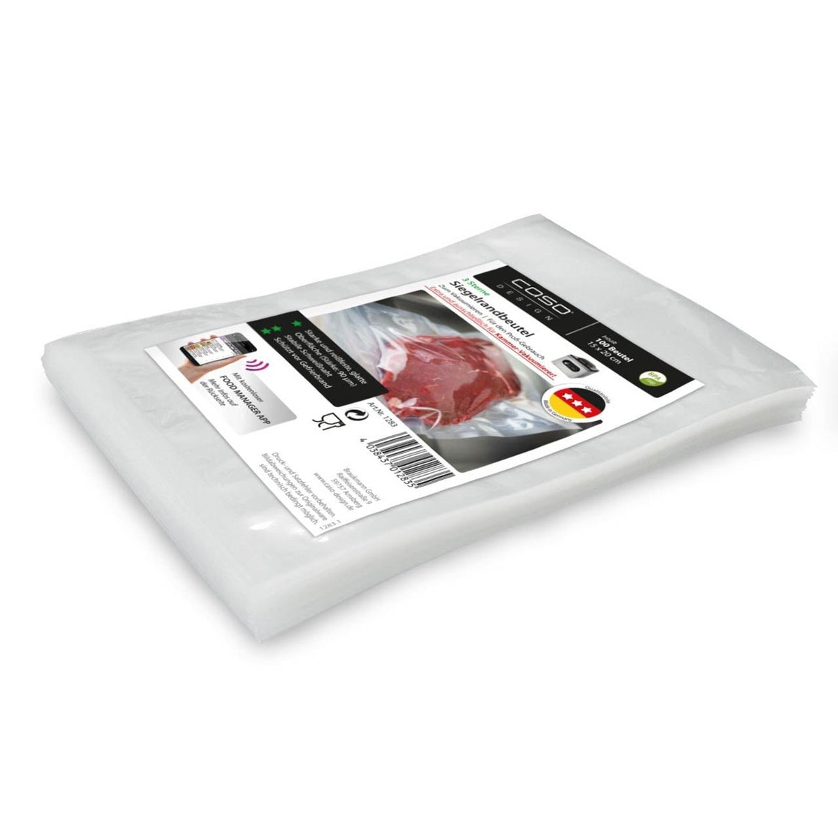 Caso Siegelrandbeutel, 15x20cm 100Stk. - Grillstar.deCaso Siegelrandbeutel, 15x20cm 100Stk.CASOGrillstar.decg12834038437012835