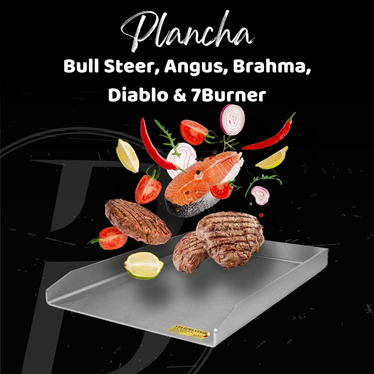 Plancha | Grillplatte | Edelstahl V2A | Bull Steer, Angus, Brahma, Diablo & 7Burner | 37,5 x 48,5cm - BABOSSAPlancha | Grillplatte | Edelstahl V2A | Bull Steer, Angus, Brahma, Diablo & 7Burner | 37,5 x 48,5cmPlanchaBull SteerBABOSSA