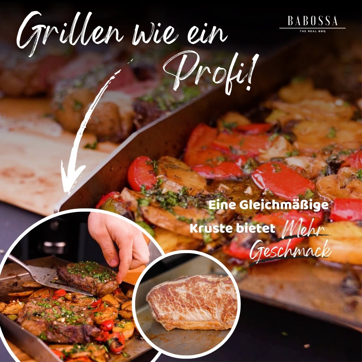 Plancha | Grillplatte | Edelstahl V2A | Grillfürst G - Serie | 23,5x41,5cm - BABOSSAPlancha | Grillplatte | Edelstahl V2A | Grillfürst G - Serie | 23,5x41,5cmPlanchaGrillfürstBABOSSA